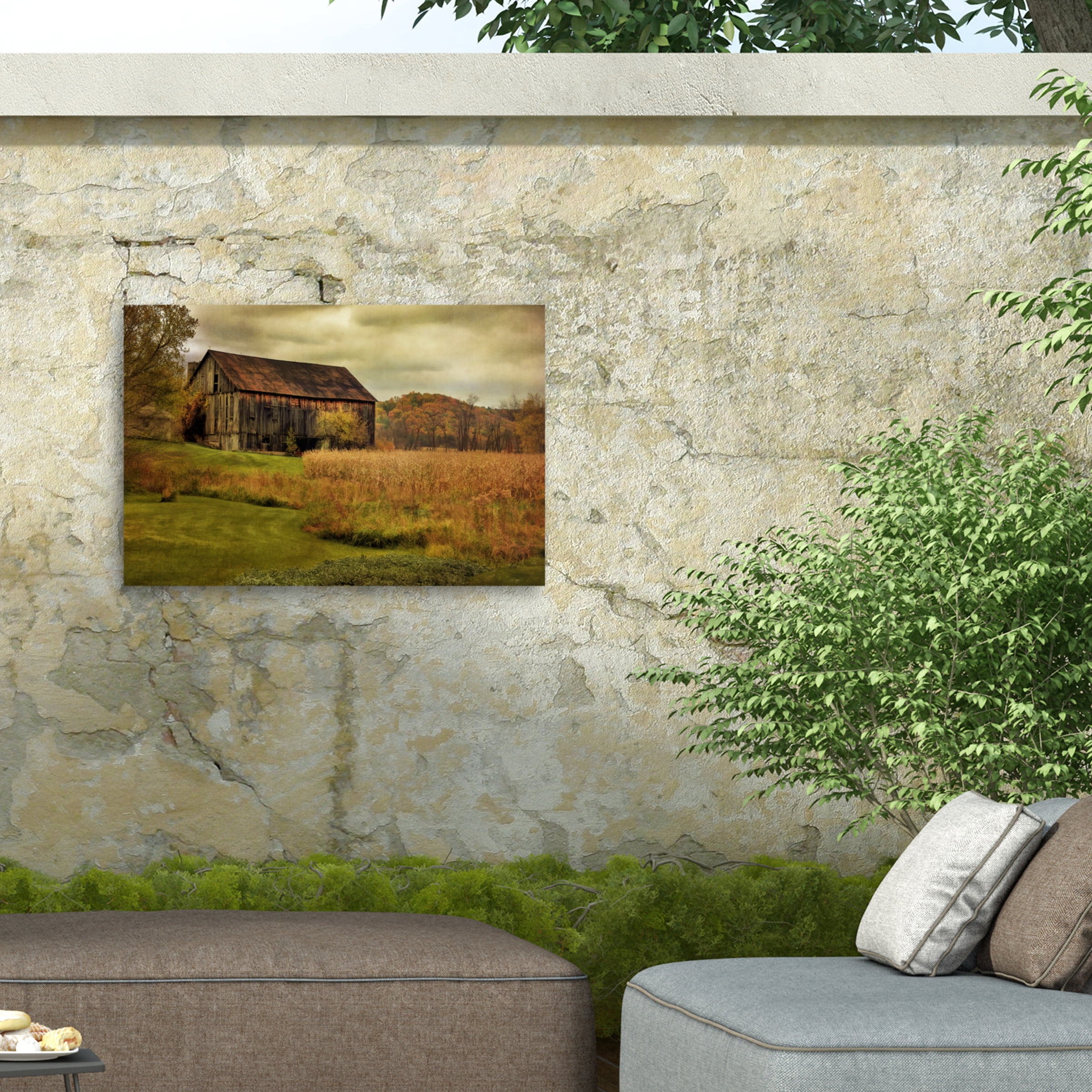 Lois Bryan 'Old Barn on Rainy Day' Outdoor Canvas 12x19