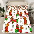 thumbnail image 2 of Manfei Xmas Dachshund Twin Sheet Sets for Kids Girls Boys, Christmas Theme Twin Fitted Sheet, New Year Gifts Flat Sheet, Breathable Home Decor 3pcs, 2 of 7