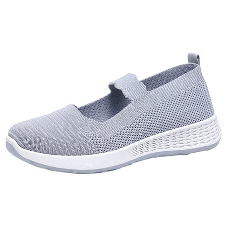 Sexlip Women s Fashion Casual Breathable Wedge Sneakers Slip-On Loafers with Cushioned Insole  Lightweight Stylish Walking Shoes Gray 39