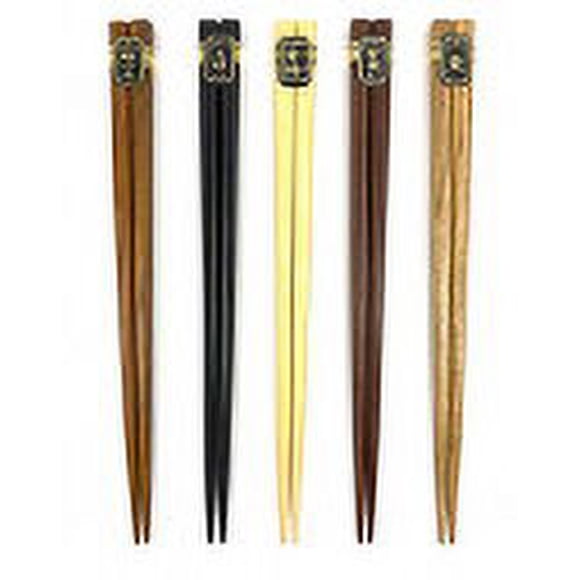 Palillos de madera JapanBargain reutilizables de bambú multicolor Juego de 5