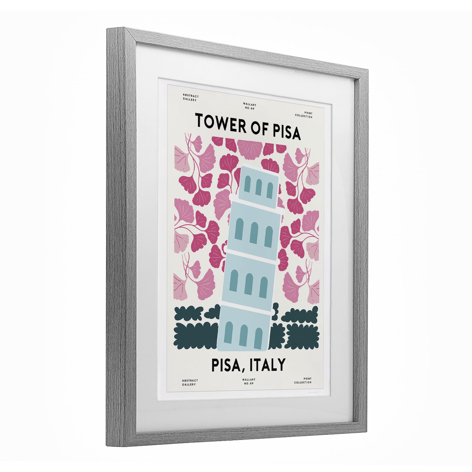 Stupell Industries Pastel Groovy Tower of Pisa Gray Framed Print Under Glass, design by Omar Escalante