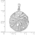 thumbnail image 2 of 925 Sterling Silver Rhodium Plated Polished Textured Sand Dollar Pendant Necklace 33.1mm long Pendant for Women, 2 of 2