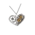 thumbnail image 5 of Collar de corazón Steampunk Zulema de engranajes plata oro, 5 of 5