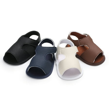 Infant Leather Sandals Baby Boy Shoes Non-Slip Rubber Sole PU Leather Summer Sandal First Walkers For Baby Infant Toddler Blue 11cm ()