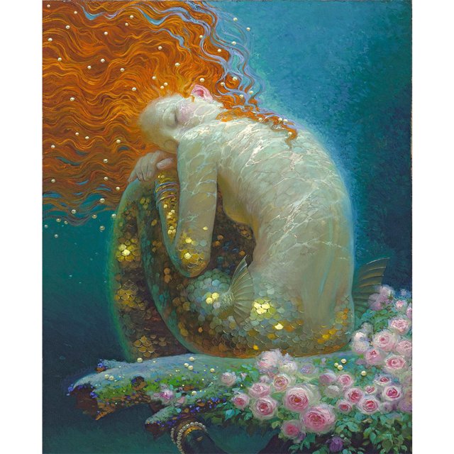 Cuadros Decorativos Pintura al óleo de sirena por números, dibujo en lienzo, Kits de imágenes para colorear DIY, decoración del hogar Ehuebsd Nuevos Originales
