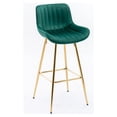thumbnail image 5 of Counter Height Bar Stools Set of 2, Modern Velvet High Dining Chairs with Back Upholstered Kitchen, Mid Century Island Stools with Gold Legs with Footrest for for Home Bar Dining Room Pub, Green, 5 of 7