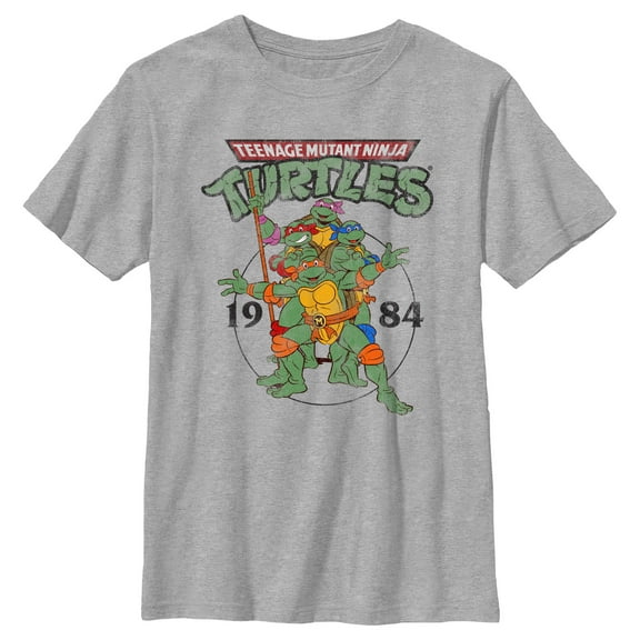 Boy's Teenage Mutant Ninja Turtles 1984 Heroes  Graphic Tee Athletic Heather Large