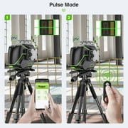 Huepar 4D 16 Lines Cross Line Laser Level 4 x 360 Green Beam Self-Leveling Lasers Level Tools with LCD Screen and Bluetooth