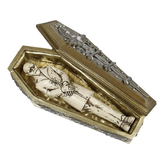 Vampire Dracula Nosferatu Figurine With Bat Moon Sword Coffin Casket Box Set