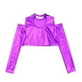 thumbnail image 4 of Alvivi Girls Shiny Metallic Dance Crop Top Long Sleeve Tank Top for Jazz Hip Hop Dancing Performance Purple 6, 4 of 5