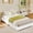 White, variant on Twin Size Cloud Bed Frame, Low Bed Frame Without Headboard, Corduroy Upholstered Low Platform Bed with Solid Wood Legs, No Box Spring Required, Quiet and Easy Assembly, Beige