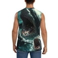 thumbnail image 4 of KLL Wave Ocean Animal Shark Print Workout Tank Tops Gym Sleeveless Fitness Muscle Tee-Large, 4 of 7