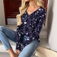 thumbnail image 5 of HLKJKLS Long Sleeve Shirts For Women Casual V Neck Long Sleeve Basic Tee Loose Fit Fall Trendy T Shirt Blue S-3Xl, 5 of 6
