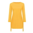 thumbnail image 3 of Summer Savings! Ashirexll Dresses for Women Fashion O-neck Solid Bow Elegant Straigth Dress Spring Loose Mini Dresses Long Skirts for Women Yellow Dress L, 3 of 6