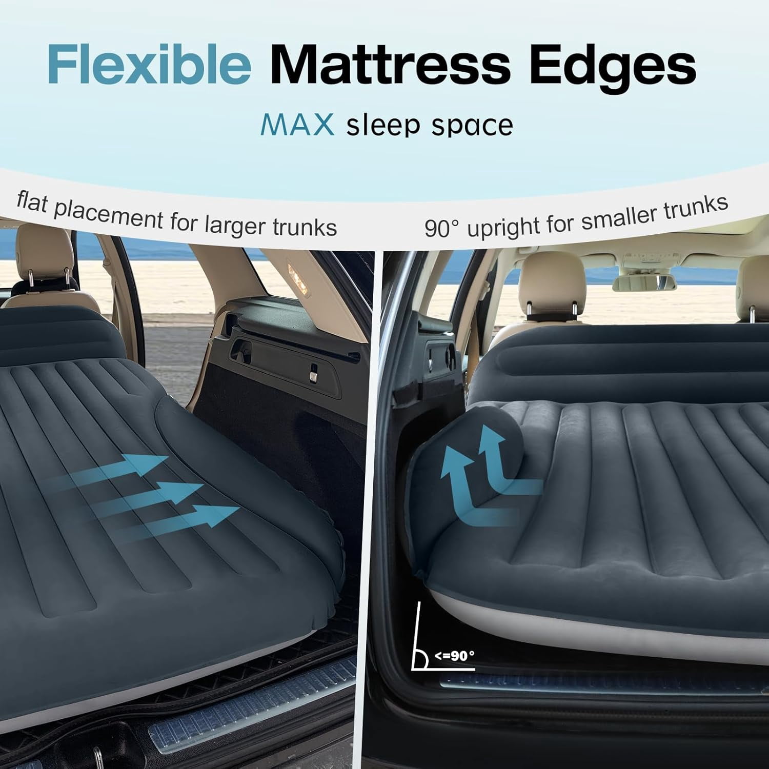 Air Mattress, Double-Sided Thick Flocked Car Air Mattress with Built-in Pump & Pillow, Complete Sleeping Accessories for Auto Camping & Road Trips