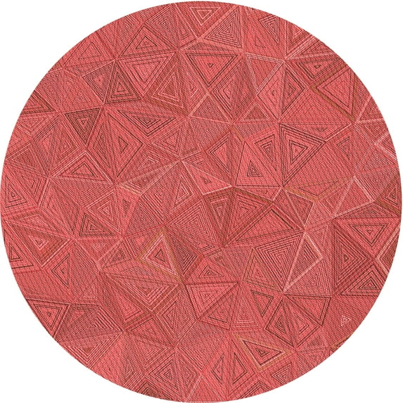 Ahgly Company Machine Washable Indoor Round Transitional Red Area Rugs, 4' Round
