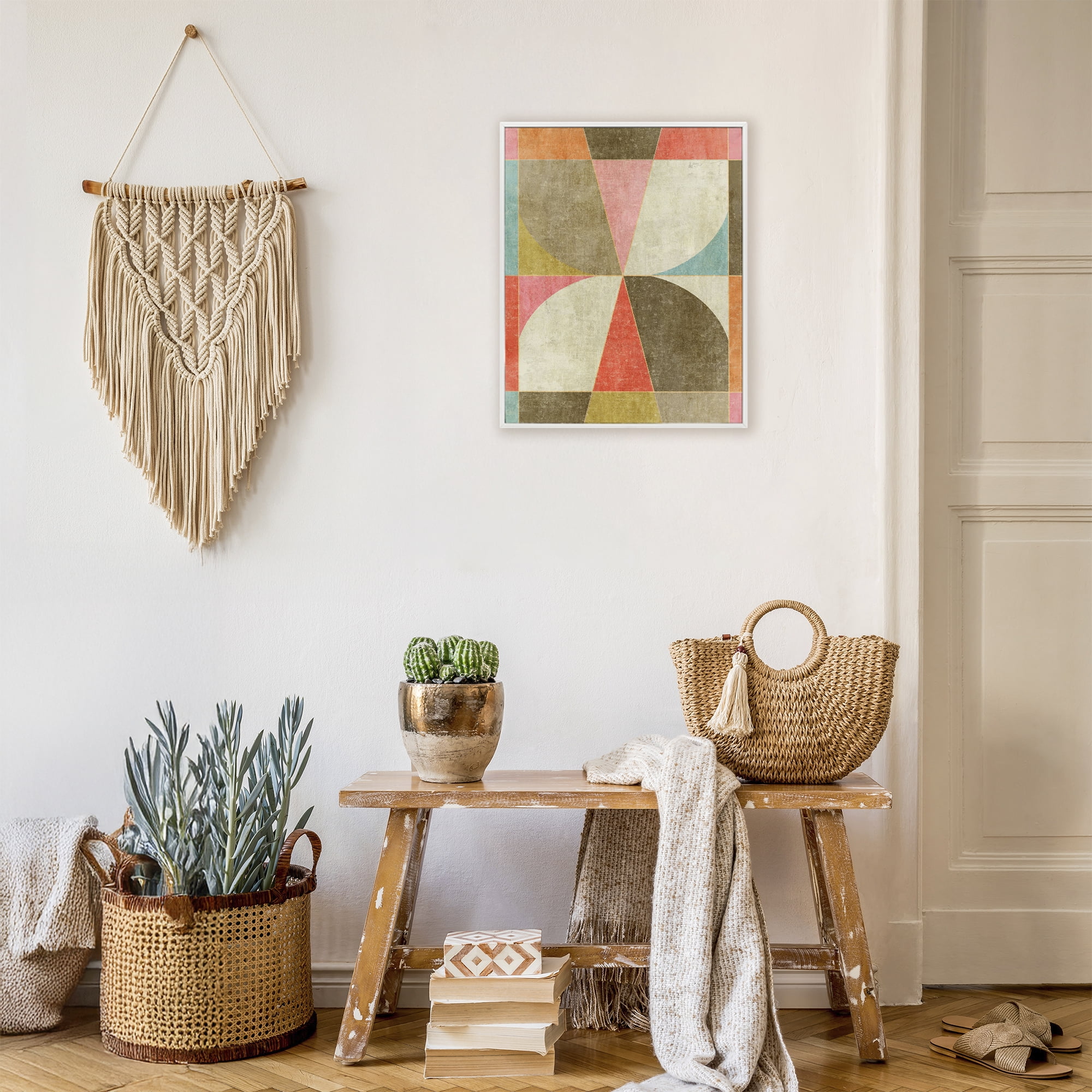 Stupell Industries Pinwheel Symmetric Shapes White Framed Giclee Art, design by Suzanne Nicoll