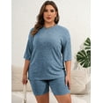 thumbnail image 4 of Avidlove Women Plus Size Pajamas Set Ribbed Knit 2 Piece Lounge Sets T-shirt with Biker Shorts Matching Outfits Loungewear Sweatsuits, 4 of 5