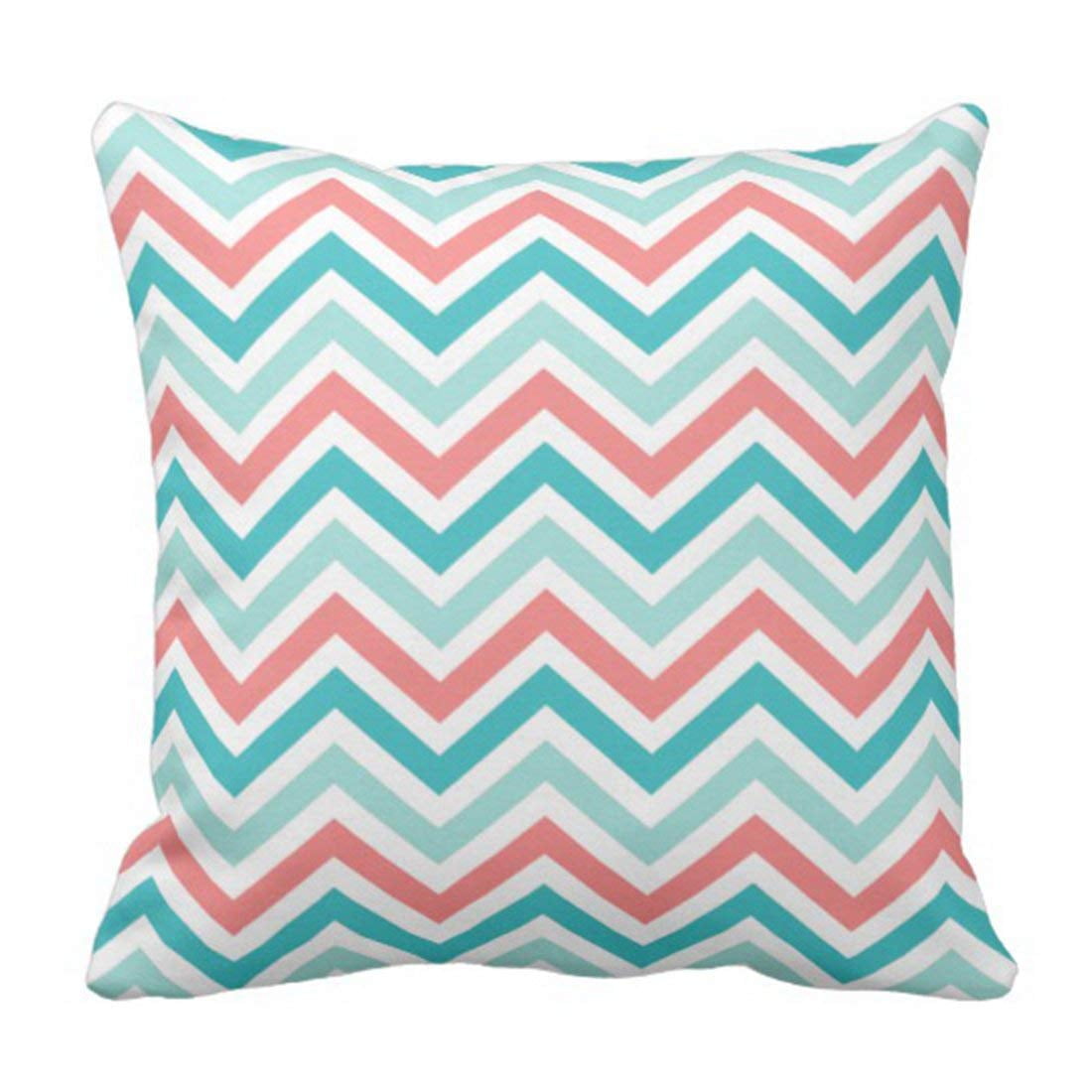 BSDHOME Turquoise Coral Aqua Mint Chevron Cool Pillowcase Cushion