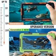 Shellbox Professional Waterproof Phone Housing 50ft Snorkeling Scuba Diving Case for iPhone Samsung Universal Smartphones Underwater Protective Cover for Outdoor Swimming Surfing with Lanyard(Green)