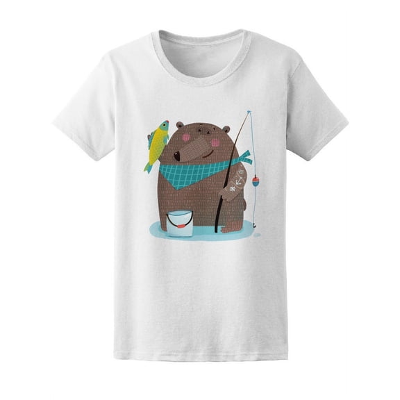 Bear Fisherman With Fishing Rod  Tee Women's -Image by Shutterstock