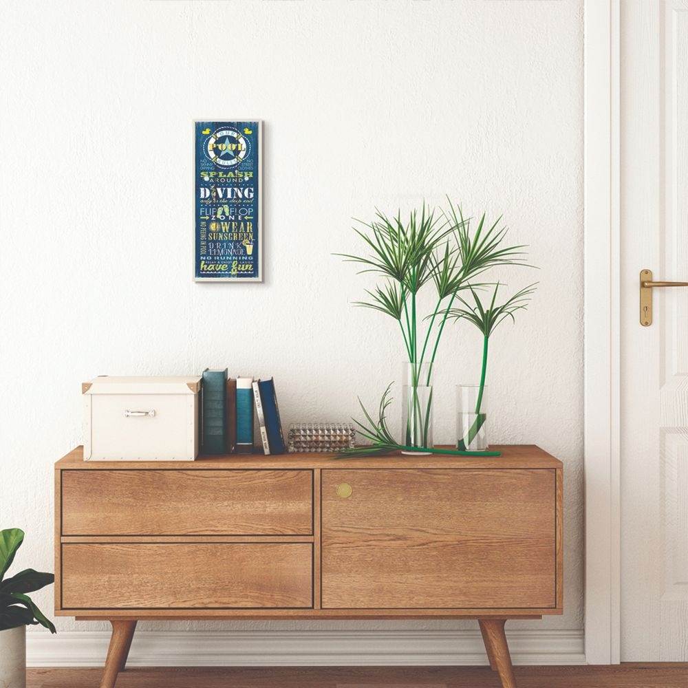Stupell Industries Pool Rules Colorful Green Blue Word Design Wall Plaque Art by Stephanie Workman Marrott