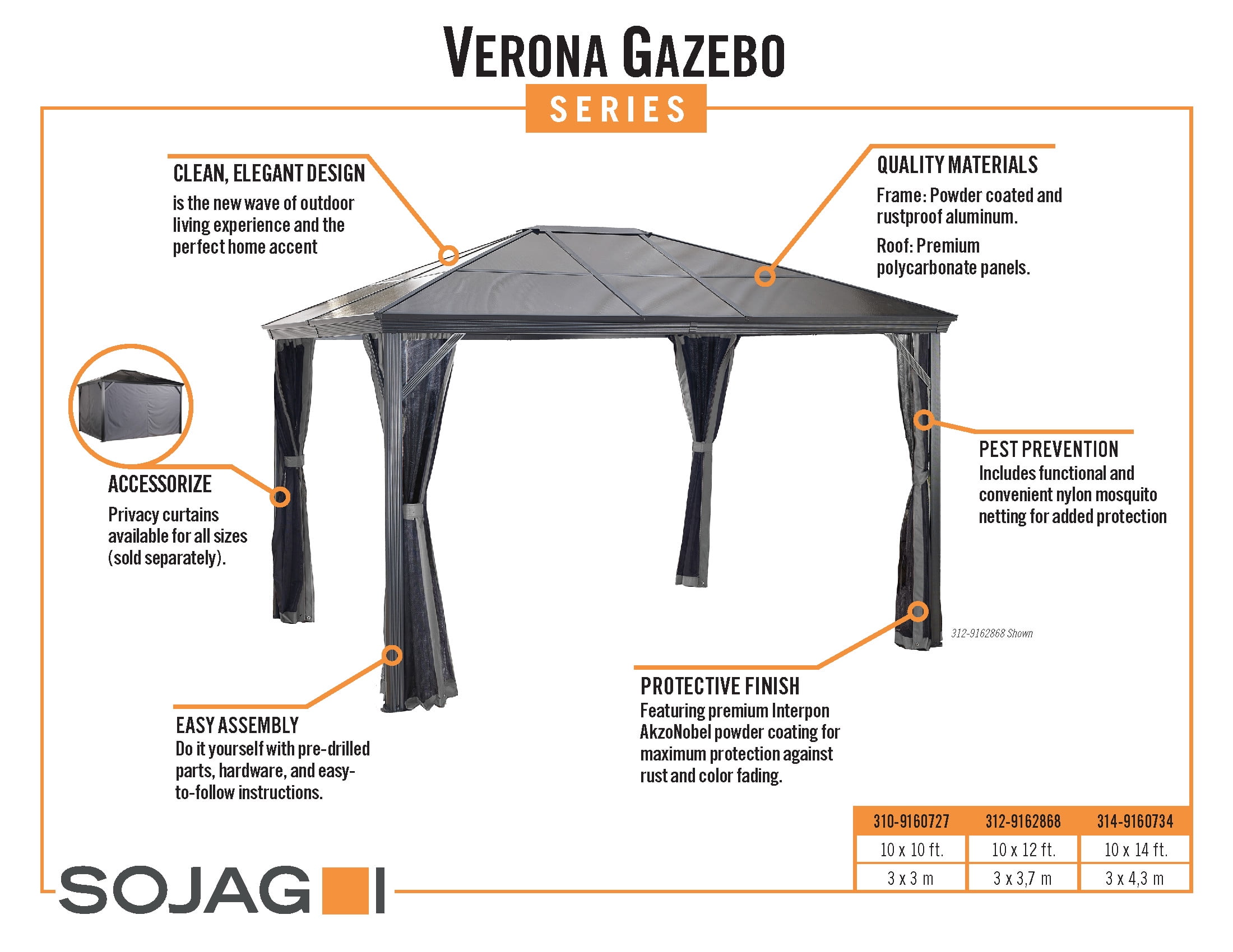 Sojag Verona 10 Ft. X 14 Ft. Gazebo