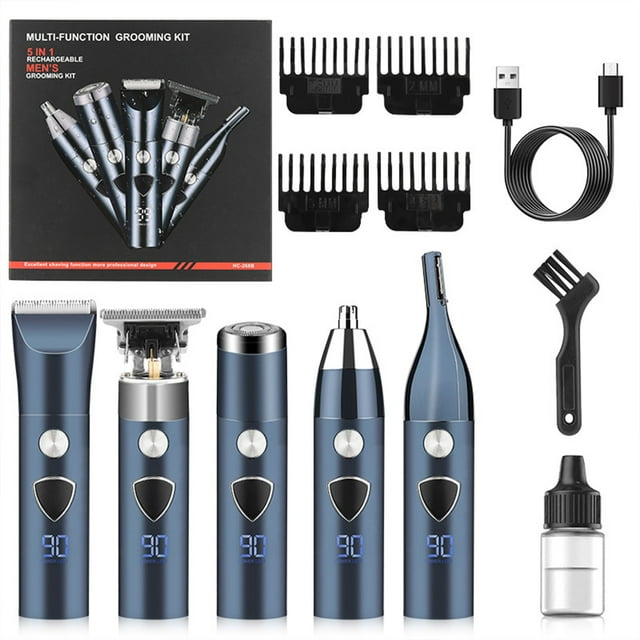 Boovnll un Rasage, Rasoir pour Hommes Rasoirs pour Hommes Chauves 5 en 1 Rasoir Double pour Hommes Rasoir de Barbier avec Rasoir à 3 Vitesses avec 4 Têtes de Rechange Fonctionnelles Différentes, Maison Intelligente, Maison