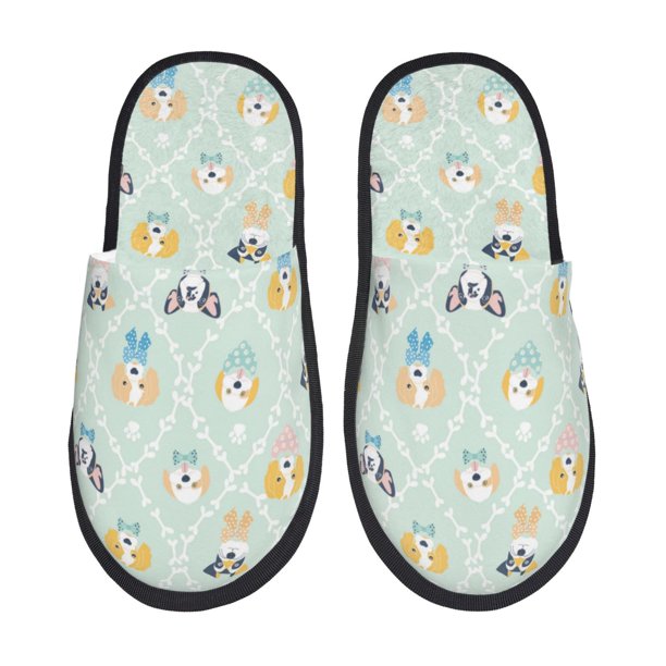 Balery Different Breeds of Dogs Pantuflas de Casa de Felpa Silenciosas con Diseño Estampado, Zapatillas Cómodas Antideslizantes de Algodón para Interior-Large