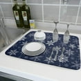 thumbnail image 6 of Winter Blue Snowflake Dish Drying Mat for Kitchen Counter Holiday Super Absorbent Reversible Microfiber Kitchen Countertop Protector Dishes Pad Large 18x24 inch, 6 of 7
