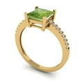 thumbnail image 2 of 1.62 ct Princess Cut Natural Peridot Solitaire with Simulated Diamond Accents 14K Yellow Gold Womens Engagement Ring, 2 of 5
