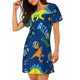 thumbnail image 2 of Fotbe Dinosaur In Space Bata de Dormir para Mujer con Estampado, Camisón de Algodón de Manga Corta, Ropa de Dormir Casual, 2 of 6