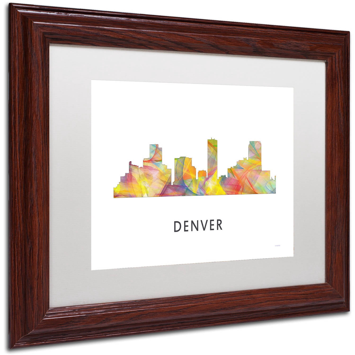 Trademark Fine Art 'Denver Colorado Skyline WB-1' Canvas Art by Marlene Watson, White Matte, Wood Frame
