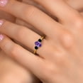thumbnail image 4 of Gem Stone King 18K Yellow Gold Plated Silver Purple Amethyst and Black Diamond Engagement Ring for Women | 1.09 Cttw | Oval 7X5MM | Gemstone February Birthstone | Size 9, 4 of 6