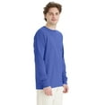 thumbnail image 4 of Hanes Unisex Garment Dyed Long Sleeve Cotton T-Shirt Deep Forte Blue 2XL, 4 of 7