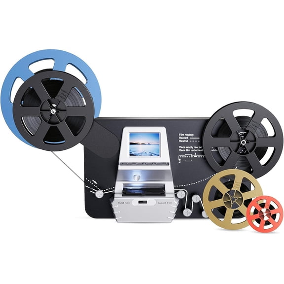 DIGITNOW 8mm & Super 8 Reels to Digital MovieMaker Film Sanner Converter, Pro Film Digitizer Machine with 2.4" LCD, Convert 3 inch and 5 inch 8mm Super 8 Film reels into Digital with 32 GB SD Card