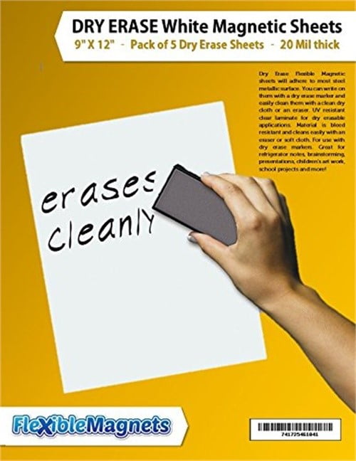 5 Dry Erase White Sheets 9" X 12" WhiteBoard Write on Wipe off Walmart