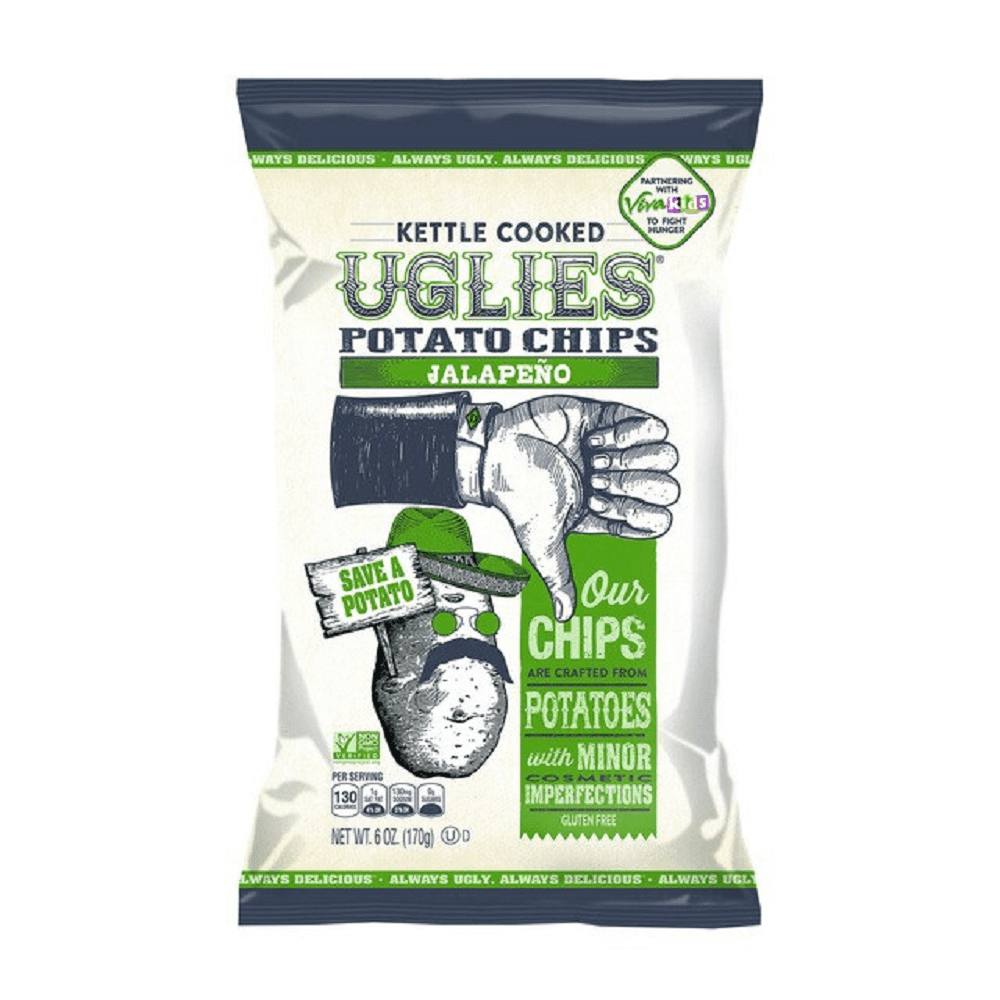 Uglies Kettle Cooked Potato Chips Jalapeno Gluten Free, 6oz (Pack of 12