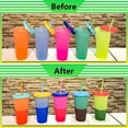 thumbnail image 4 of Color Changing Cups with Lids and Straws for Adults - 5 x 24oz Reusable Cups with Lids and Straws, Bulk Plastic Cups with Lids and Straws for Kids Women, Cold Iced Coffee Cups & Water Party Tumbler, 4 of 6