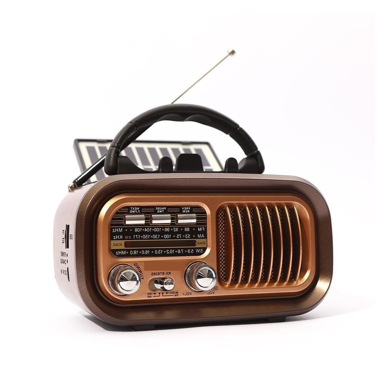 Retro Solar-Powered Portable Multi-Function Radio RX-BT628S With Three Frequency Bands For Outdoor And Emergency Use ,Listen Anytime, Anywhere
