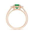 thumbnail image 2 of ANGARA Natural Tapered Shank 1.5 ct Emerald Solitaire Ring with Diamond Accents in 14K Rose Gold for Women (Size-9x7mm) | May Birthstone, Anniversary, Jewelry Gift for Women | Natural Emerald Ring, 2 of 9