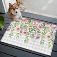 thumbnail image 5 of Colorful Flowers Bathroom Rug Washable 2x3 Entryway Rug Non Slip Spring Floral Leaves Botanical Gray Plaid Front Door Mat Low Pile Indoor Doormat Throw Floor Carpet for Kitchen Bedroom Entrance, 5 of 8