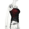 thumbnail image 6 of Y2K Mesh Flocking Gothic High Street Club Belt Corsets Grunge Sleeveless Sexy Backless Crop Top Hip Hop Vintage Camisole, 6 of 15