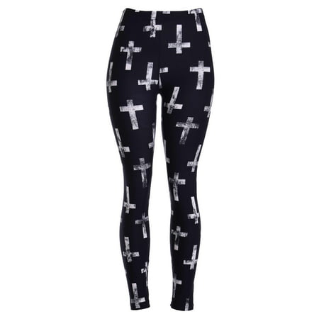 ViV Collection Printed Brushed Leggings Antique Cross
