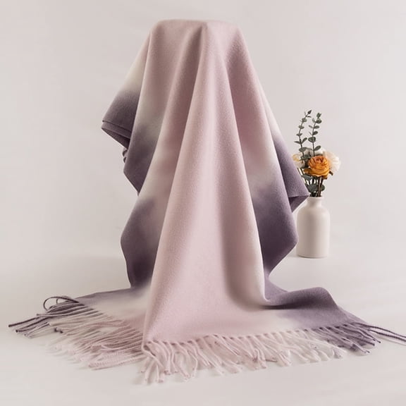 Zhuge Winter Scarf for Women Shawl Tassel Plaid Large Oversized Scarves Wraps,Gradient Light Purple
