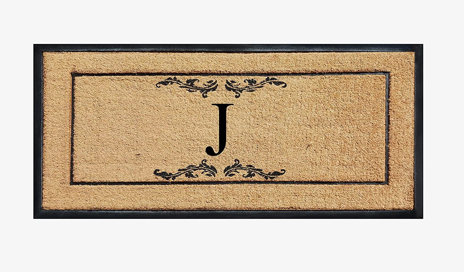 A1HC Natural Coir & Rubber Large Monogrammed Door Mat 30x60 Inches
