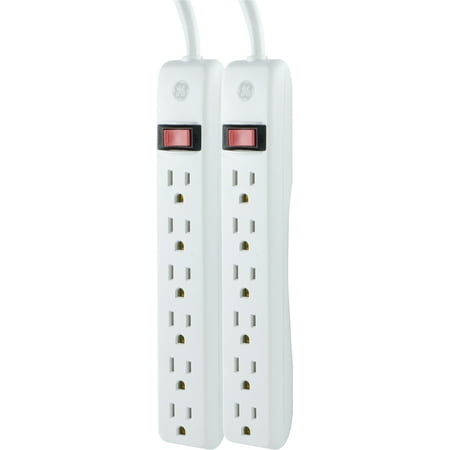 GE 6-Outlet General Purpose Power Strip, 2-pack,