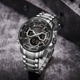 thumbnail image 2 of Mirar Reloj electrónico digital de cuarzo para hombre Modo de hora dual Fecha Semana Reloj despertador Retroiluminación 3ATM Impermeable Moda masculina Relojes deportivos Pulsera para la vi 1 1, 2 of 5