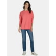 thumbnail image 2 of Time and Tru Women's Crewneck Sweatshirt with High-Low Hem, Sizes XS -4X, 2 of 5