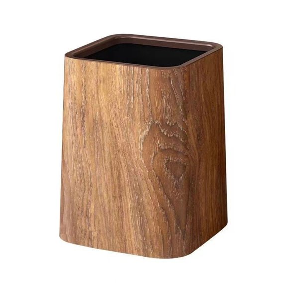 CIYISON Plastic Rubbish Bin Trash Can With Wood Grains Finish Holder For Stylishes Space